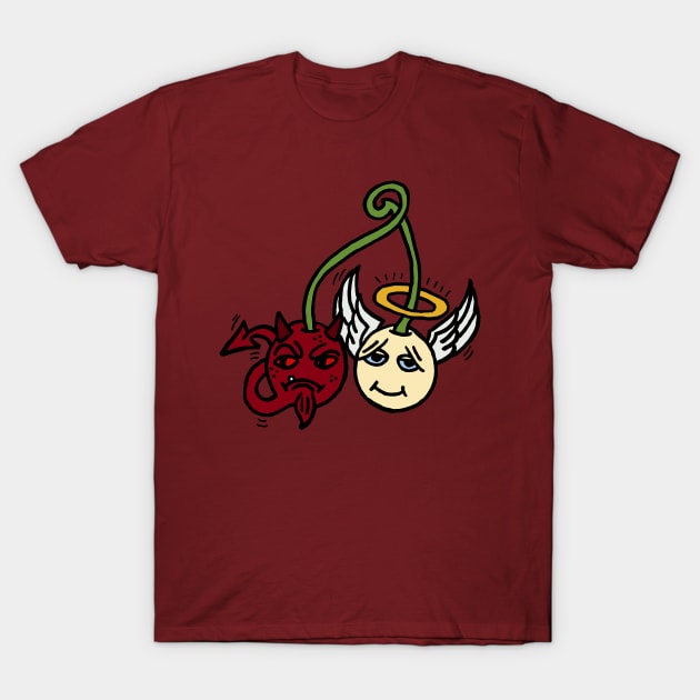 Demon and Angel Cherries T-Shirt by ElviraDraat